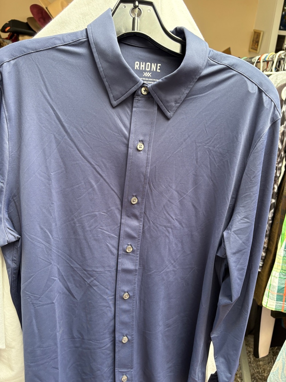 RHONE Men's Dress Shirt in Navy Blue
